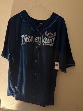 Disneyland Resort Men's Baseball Jersey - Navy Stitch Accent